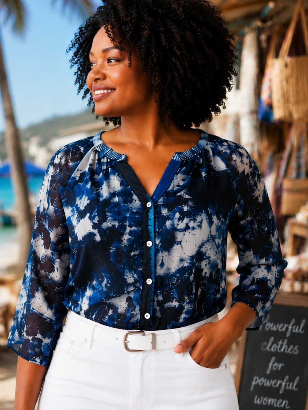 Sheer Loose Flowy Button Down Boho Artsy Blouse Long Sleeve Shirt Day To Night